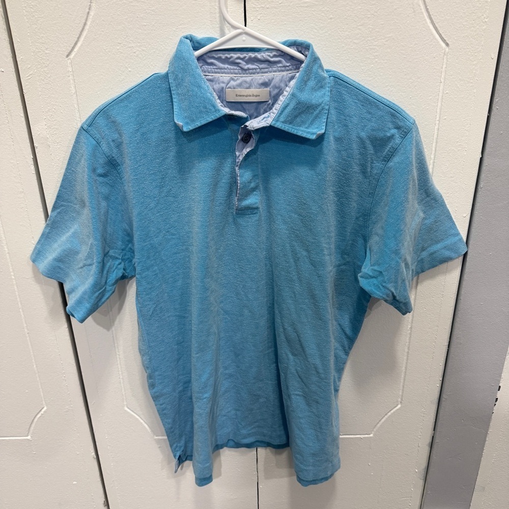 Ermenegildo Zegna Blue Short Sleeve Polo